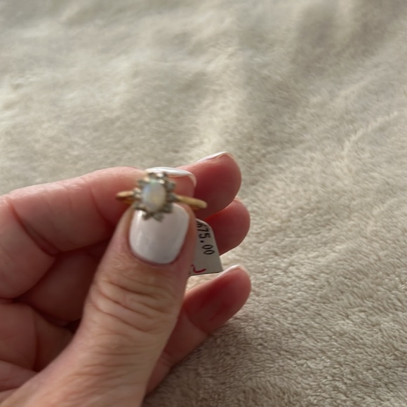 Opal & Diamond ring 14KT gold - Picture 4 of 4